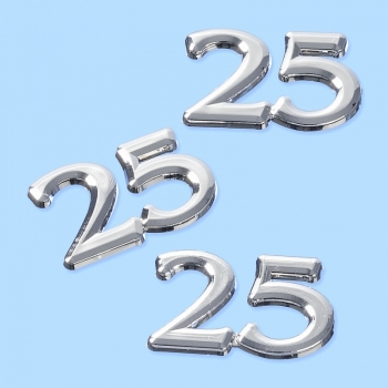 Streuteile "25" - silber - ca. 1,5cm - SB 4 Stück